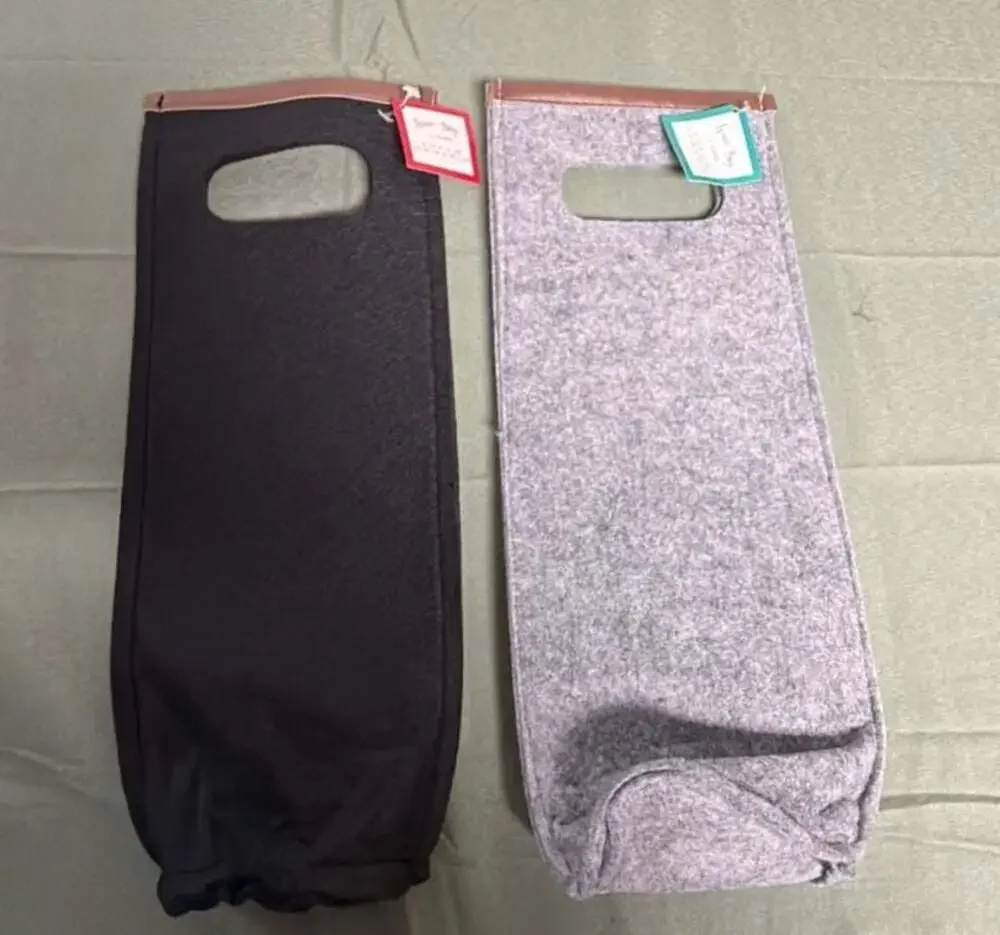 Set of 2 Felt Wine Bottle Tote Bags with Handles
